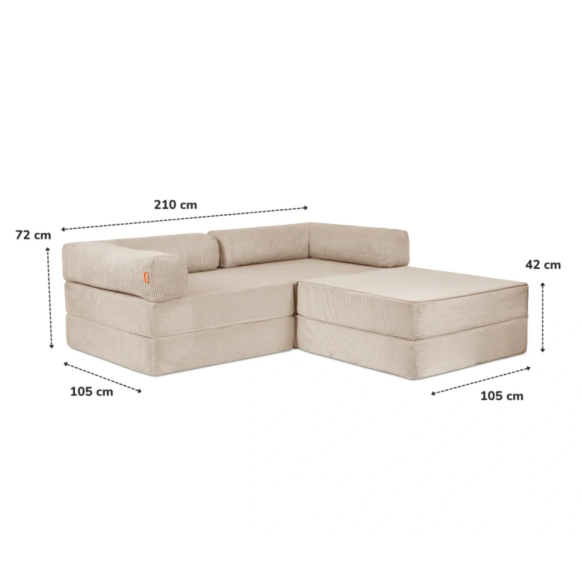 Funzy Family Ecksofa 2-Sitzer - Cord Collection – Princess