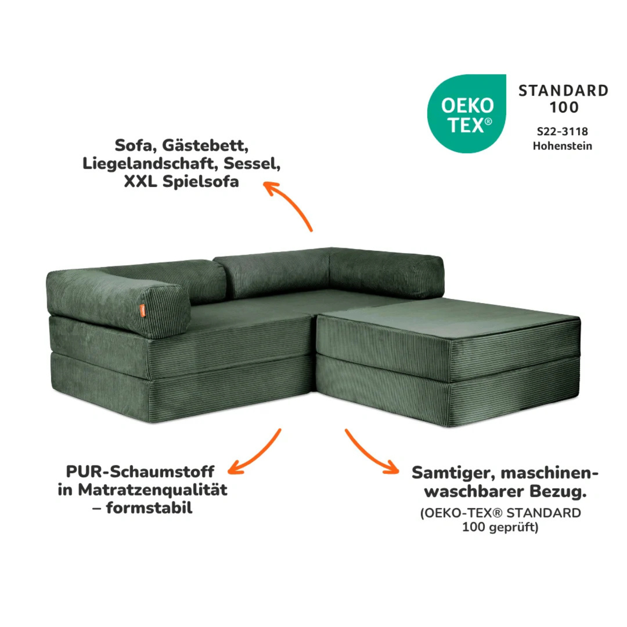 Funzy Family Ecksofa 2-Sitzer - Cord Collection - Bild