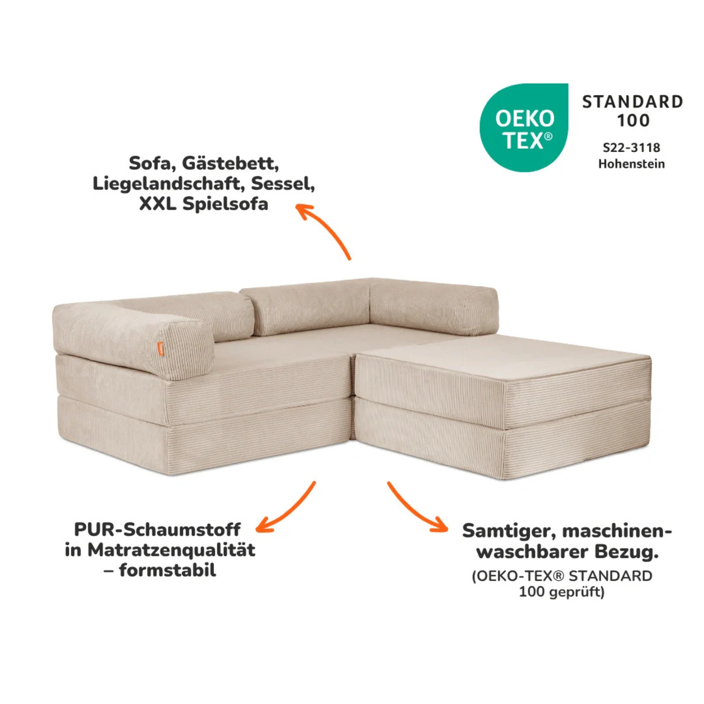 Funzy Family Ecksofa 2-Sitzer - Cord Collection