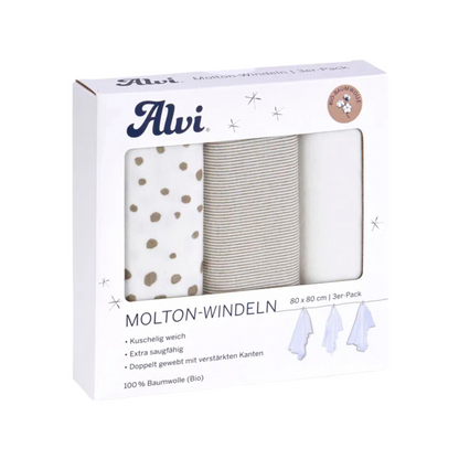 ALVI Molton-Windeln 3er Pack 80x80