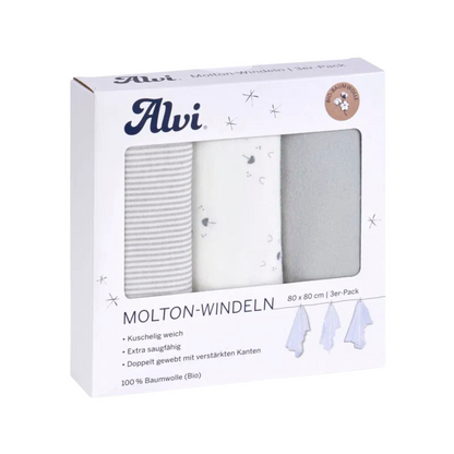 ALVI Molton-Windeln 3er Pack 80x80