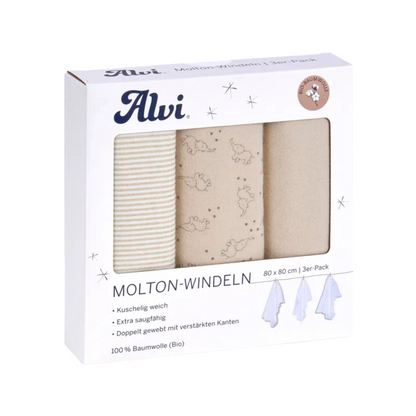 ALVI Molton-Windeln 3er Pack 80x80