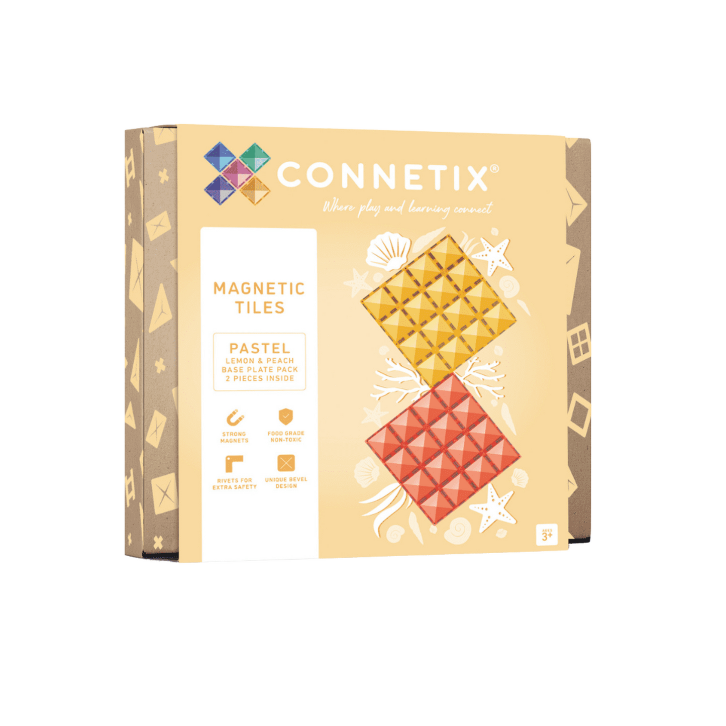 Connetix Magnetbausteine Pastel Lemon & Peach Basisplatten - 2 Teile