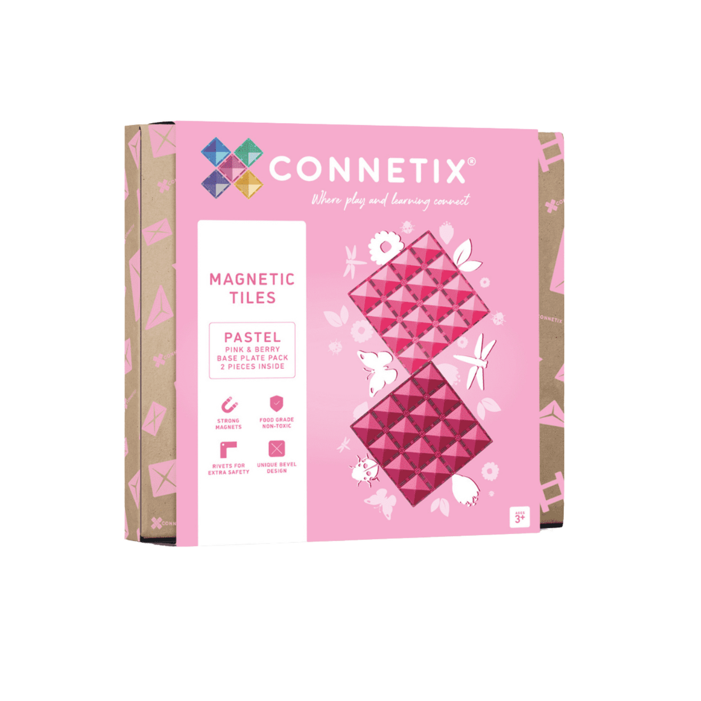 Connetix Magnetbausteine Pastel Pink & Berry Basisplatten - 2 Teile