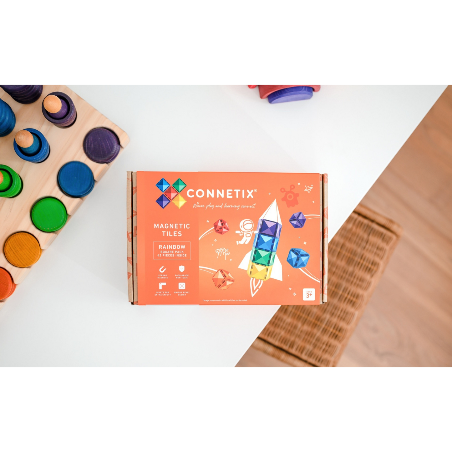 Connetix Magnetbausteine Rainbow Square Pack - 42 Teile