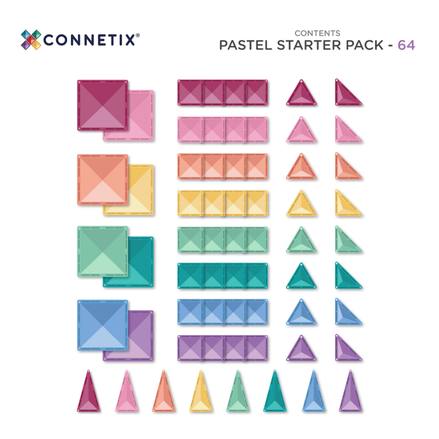 Connetix Magnetbausteine Starter Pack - 64 Teile Pastel