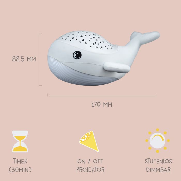 MegaLight Willy Whale Nachtlicht und Sternenhimmel