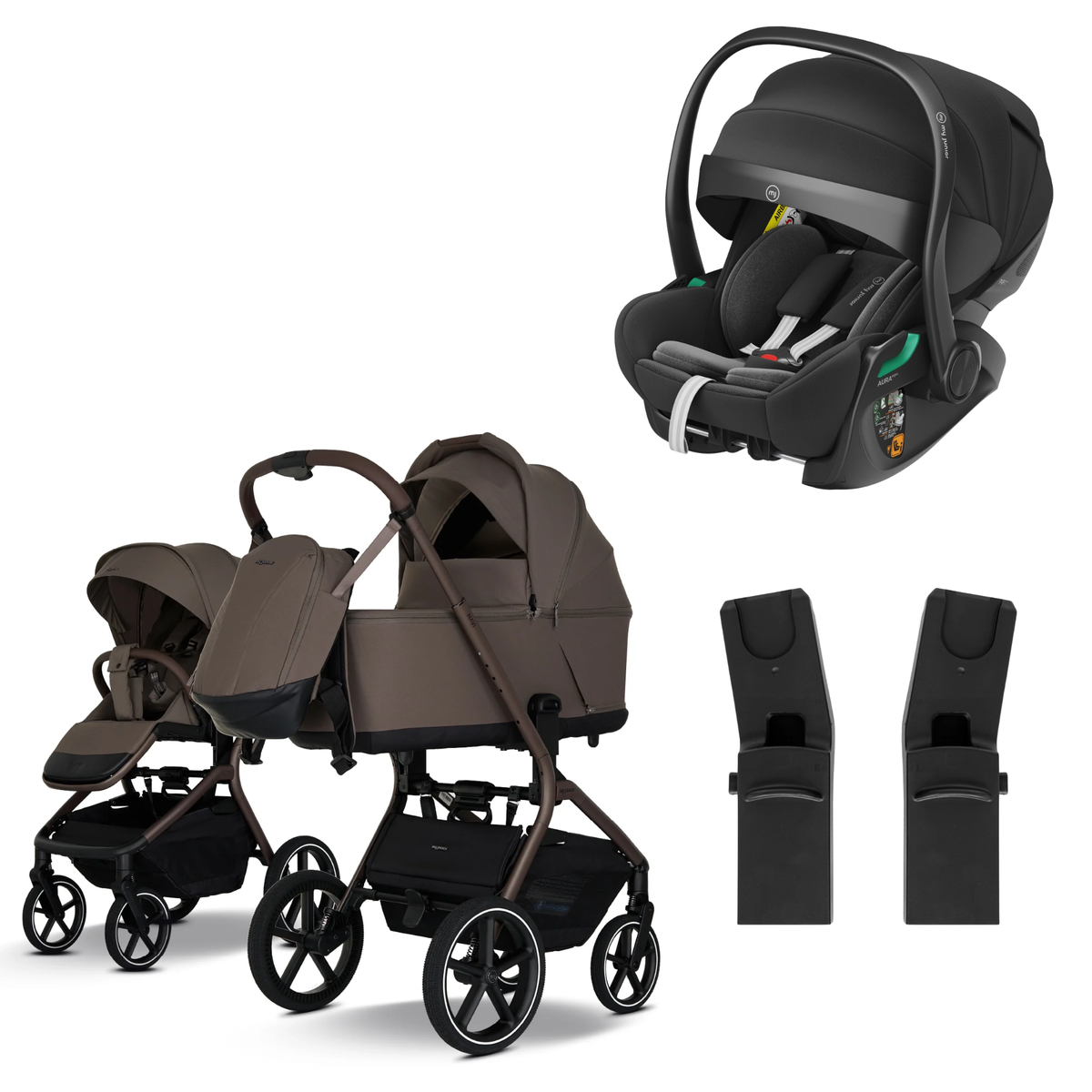 My Junior MAVI - 3in1 Premium inkl. Adapter, AURA ergo 2 Babyschale
