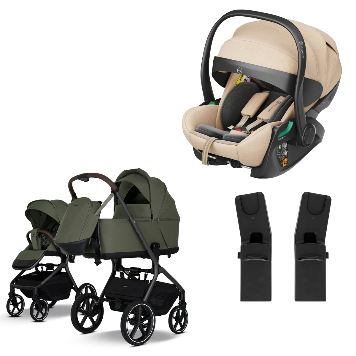 My Junior MAVI - 3in1 Premium inkl. Adapter, AURA ergo 2 Babyschale