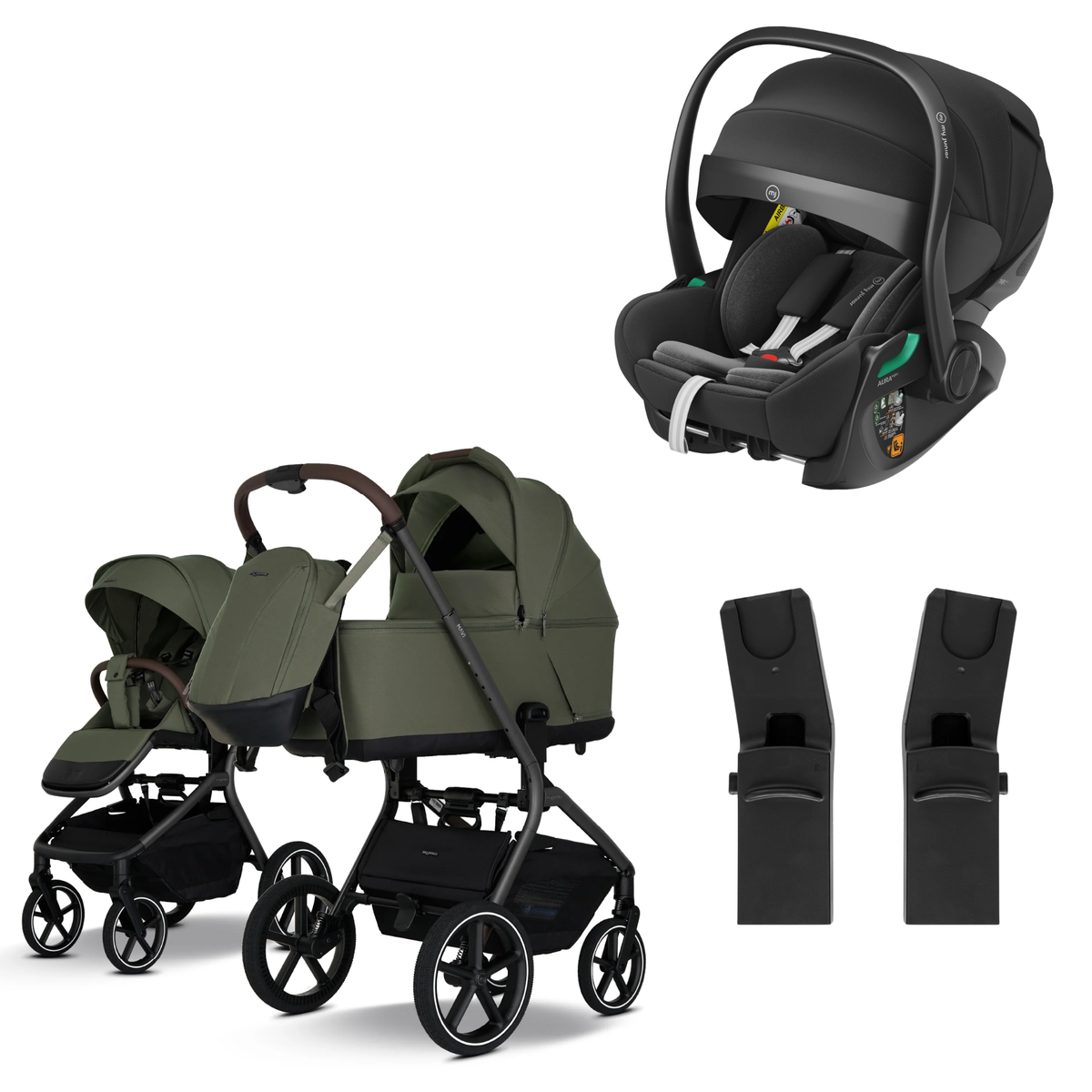 My Junior MAVI - 3in1 Premium inkl. Adapter, AURA ergo 2 Babyschale