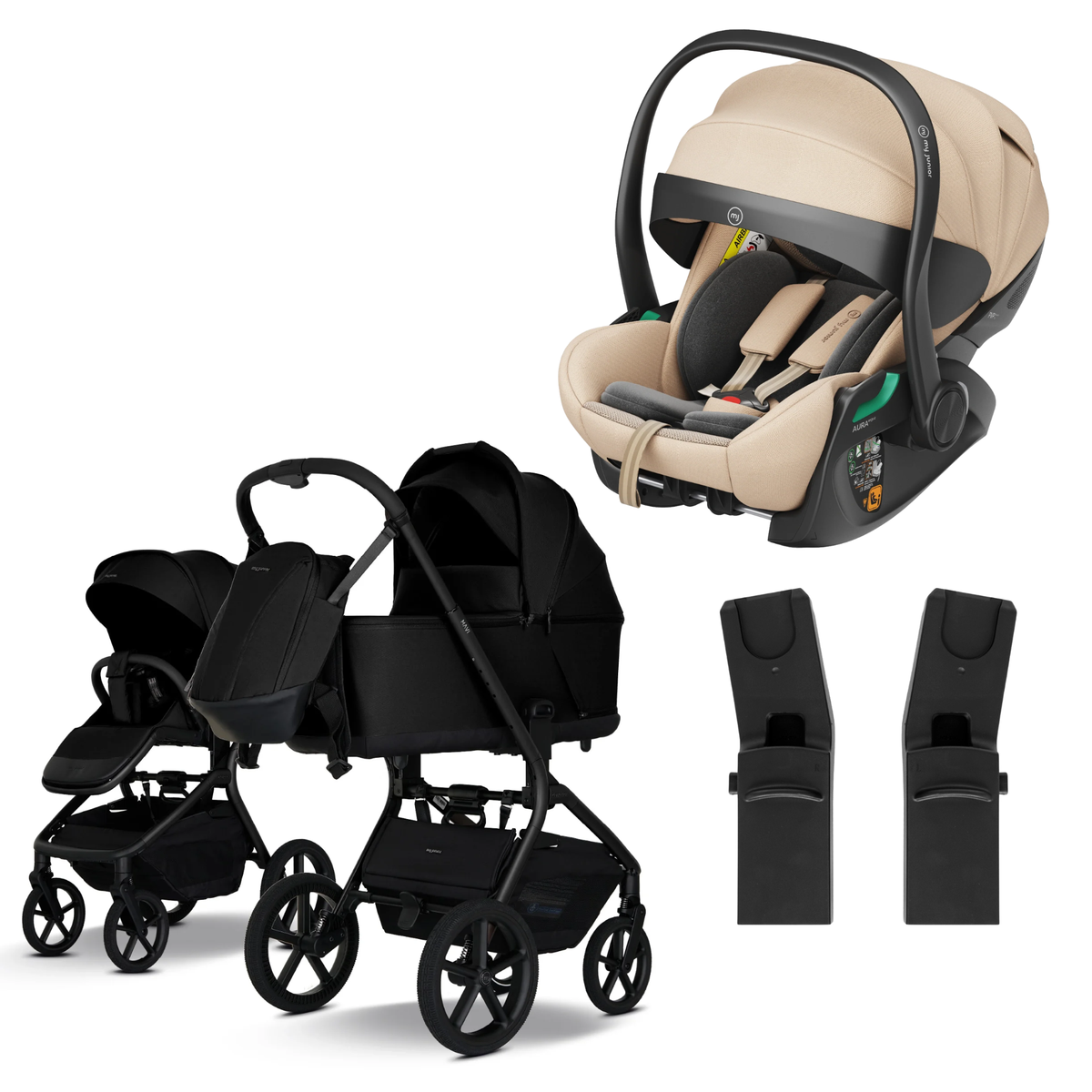 My Junior MAVI - 3in1 Premium inkl. Adapter, AURA ergo 2 Babyschale