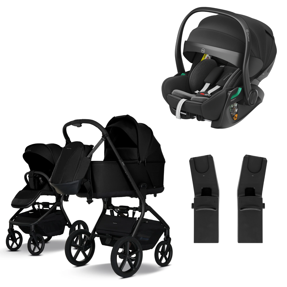 My Junior MAVI - 3in1 Premium inkl. Adapter, AURA ergo 2 Babyschale
