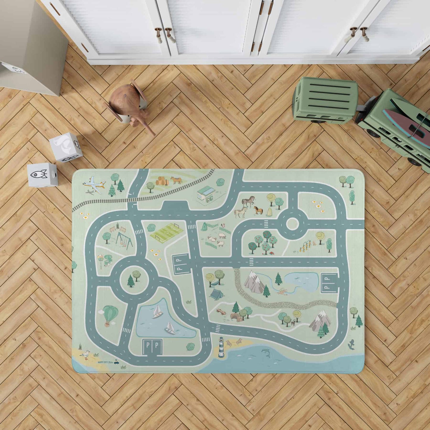 HappyCityKids Spielteppich Raus aufs Land 130 x 180 cm