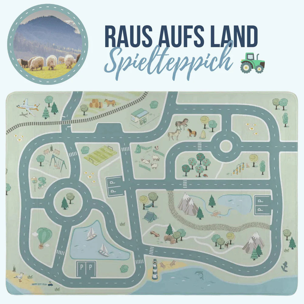 HappyCityKids Spielteppich Raus aufs Land 130 x 180 cm