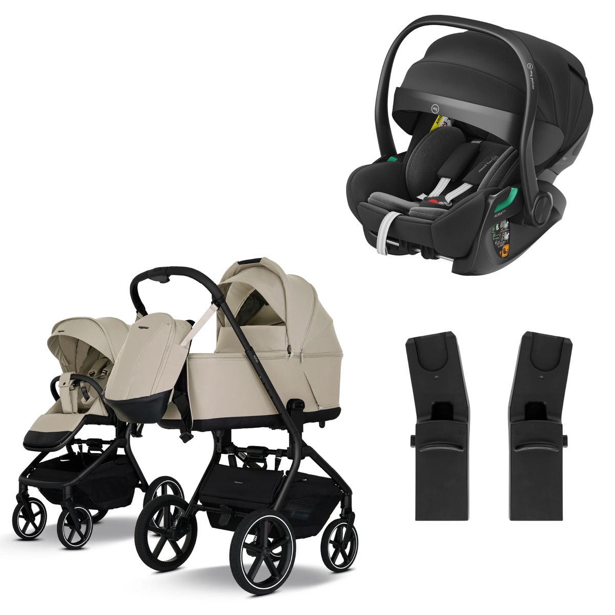 My Junior MAVI - 3in1 Premium inkl. Adapter, AURA ergo 2 Babyschale