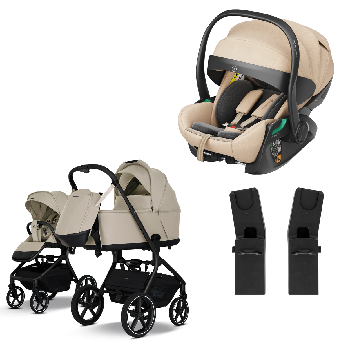 My Junior MAVI - 3in1 Premium inkl. Adapter, AURA ergo 2 Babyschale