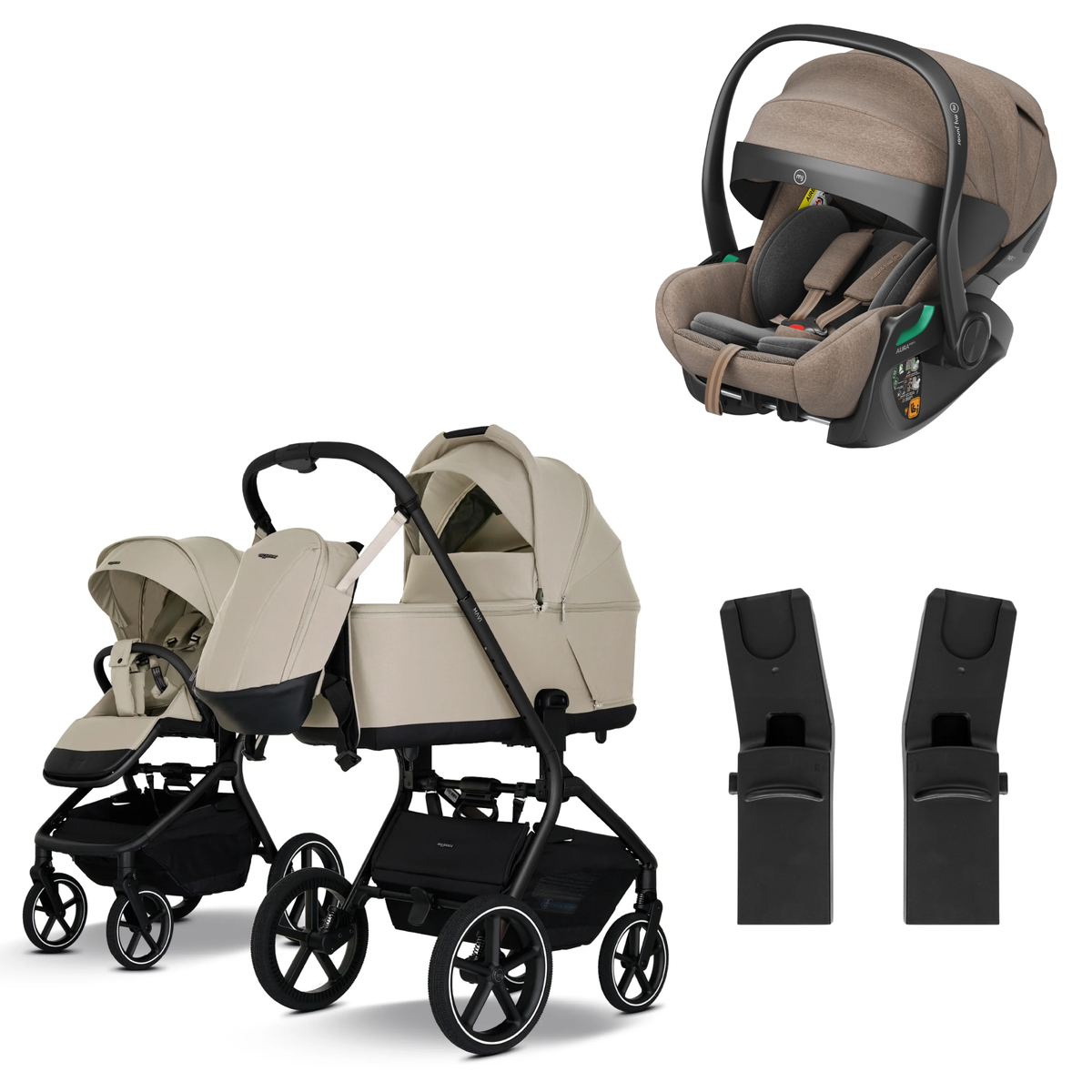 My Junior MAVI - 3in1 Premium inkl. Adapter, AURA ergo 2 Babyschale