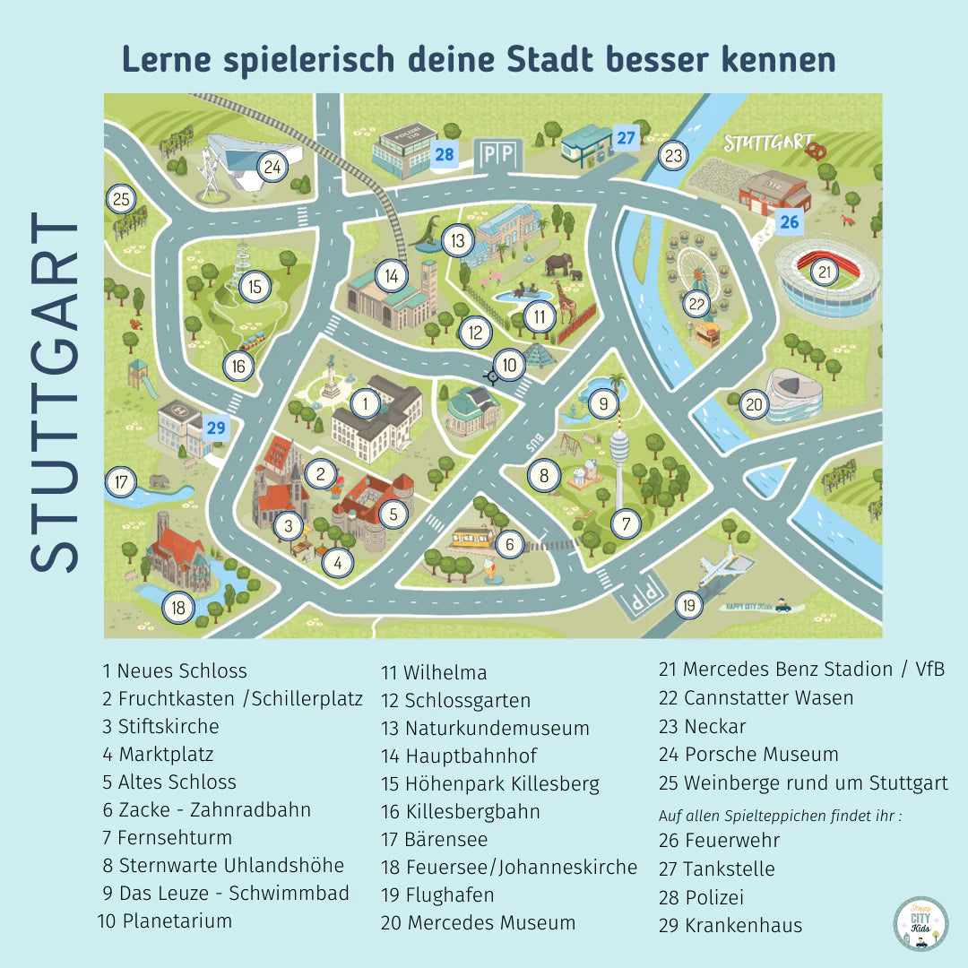 HappyCityKids Spielteppich Stuttgart L 130 x 180 cm