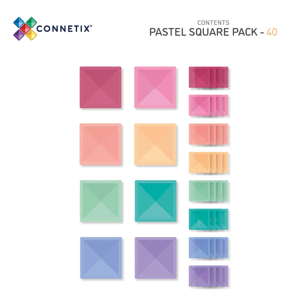 Connetix Magnetbausteine Square Pack - 40 Teile Pastel