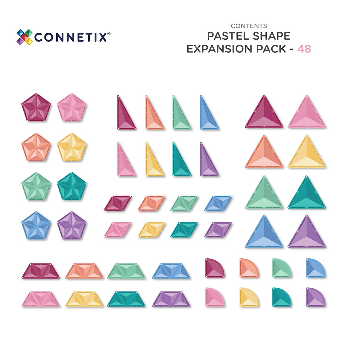 Connetix Magnetbausteine Pastel Shape Expansion Pack - 48 Teile