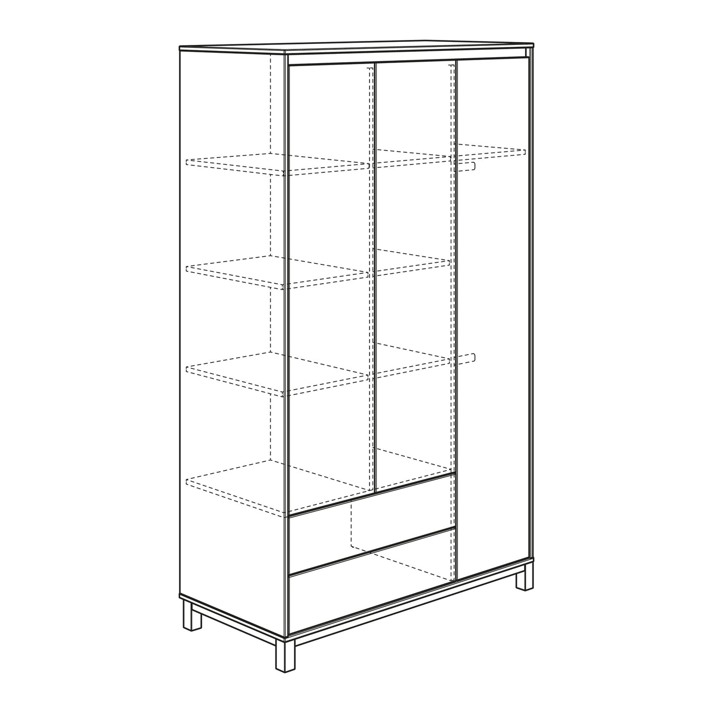 Paidi OLLI Kleiderschrank - 3Türen 2S Kreideweiß