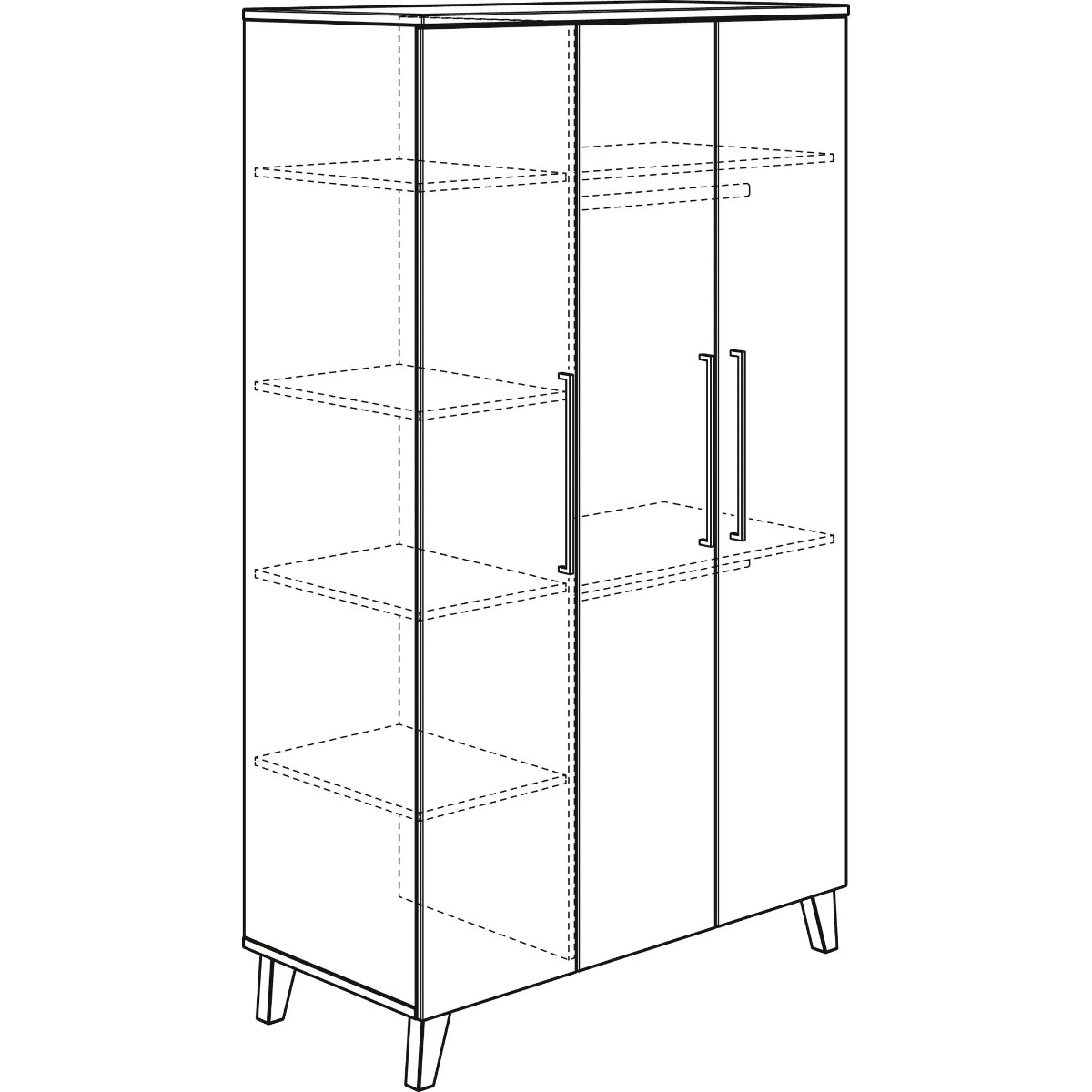 Paidi OSCAR Kleiderschrank 3-Türen - Kreideweiß/Eiche-Nebraska