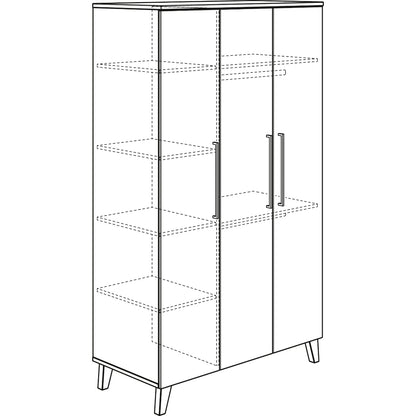 Paidi OSCAR Kleiderschrank 3-Türen - Kreideweiß/Eiche-Nebraska