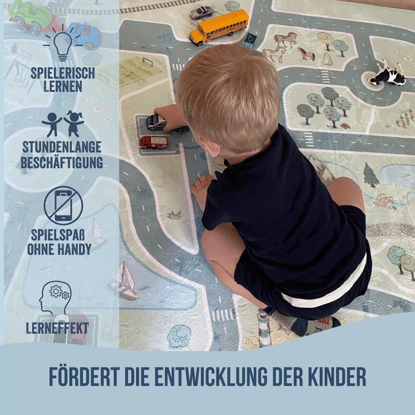 HappyCityKids Spielteppich Raus aufs Land 130 x 180 cm