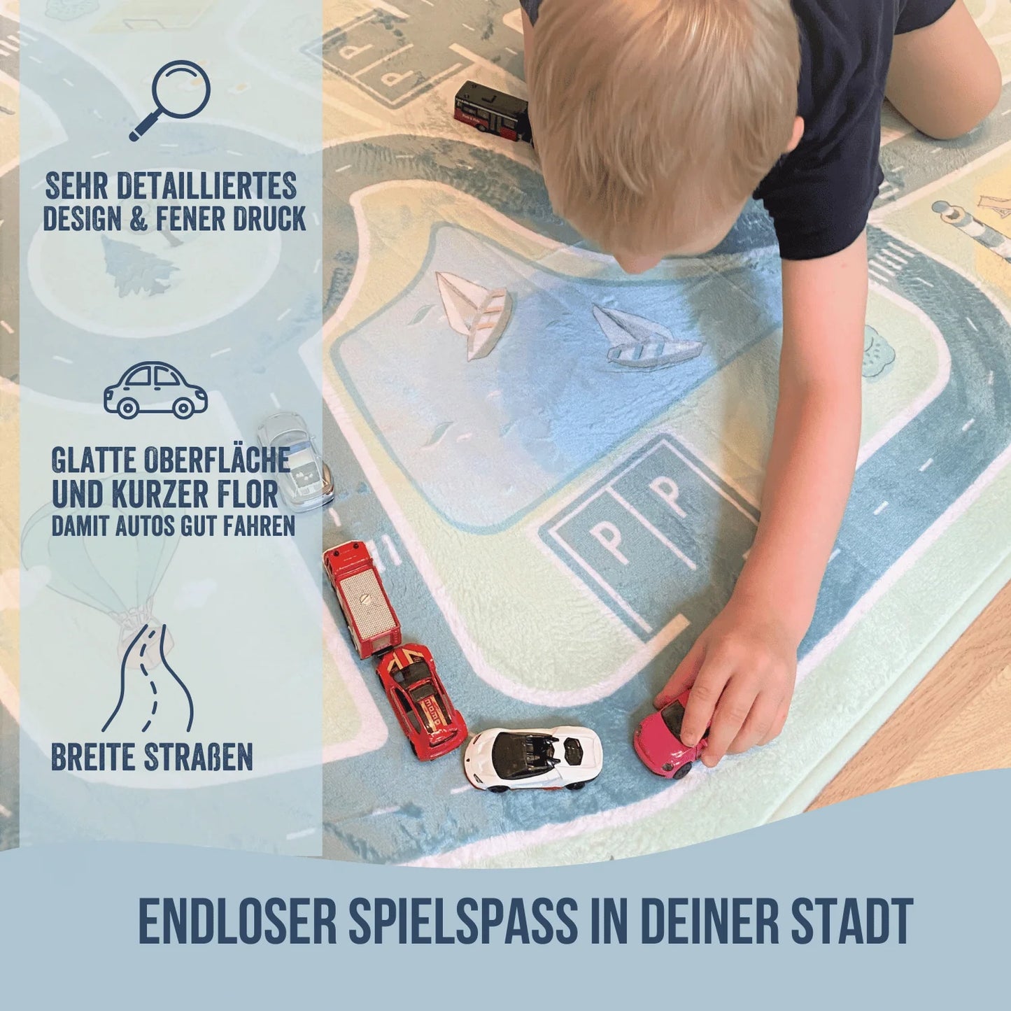 HappyCityKids Spielteppich Raus aufs Land 130 x 180 cm